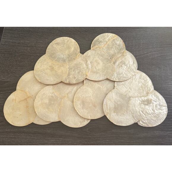 Kane Kutlery Genuine Shell Craft‎ 6 Shell Coasters Made In Philippines Cork Back - Picture 1 of 11